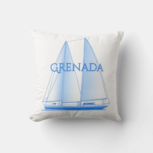 Grenada Coastal Nautical Sailing Sailor Throw Pillow (Front)