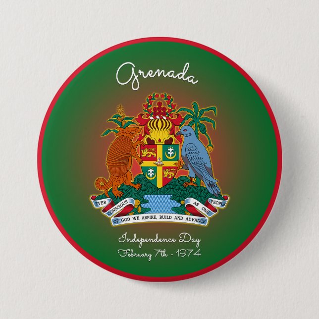 Grenada Coat of Arms 3 Inch Round Button (Front)