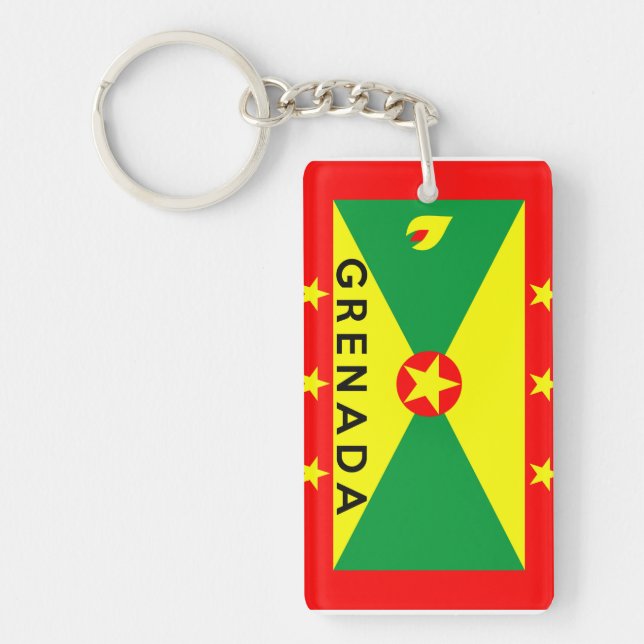 grenada country flag symbol name text keychain (Front)