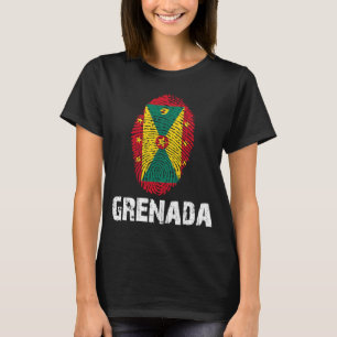 Grenada Finger Print Flag I Love Grenada Travel T-Shirt