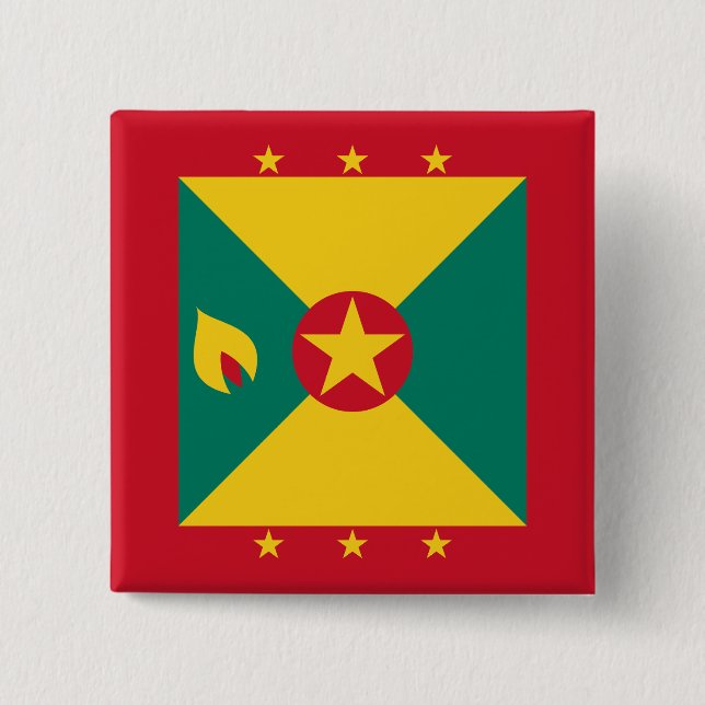 Grenada Flag 2 Inch Square Button (Front)