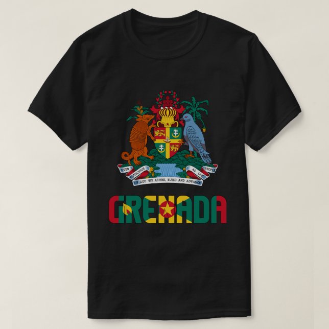 Grenada Flag and Coat Of Arms Patriotic T-Shirt (Design Front)