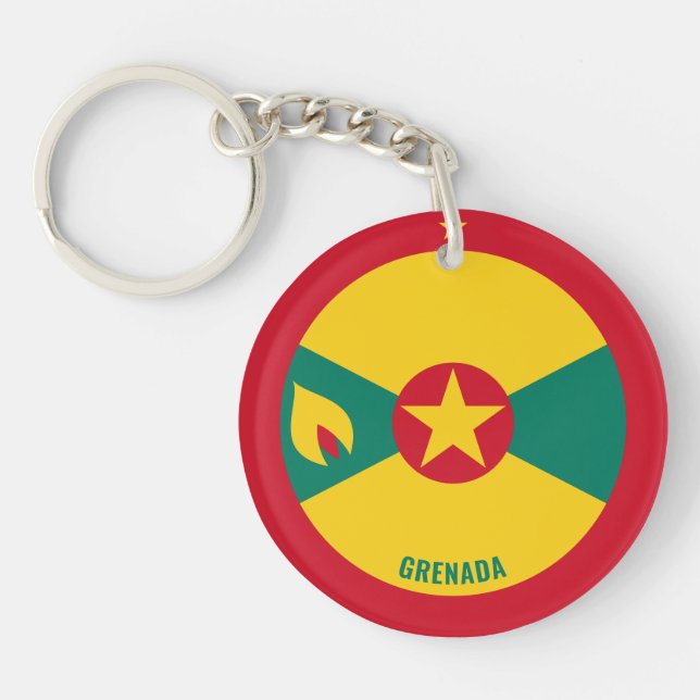 Grenada Flag Charming Patriotic Keychain (Front)