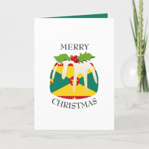GRENADA FLAG   Christmas Pudding   Festive Holiday Card