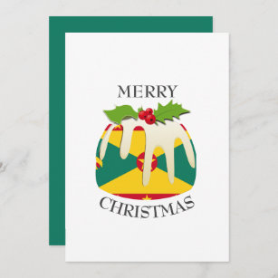 GRENADA FLAG   Christmas Pudding   Festive Holiday Card