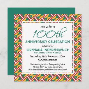 GRENADA FLAG MAP Customized Anniversary Event Invitation