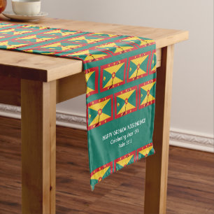 GRENADA Flag Map Customized Scripture GREEN Short Table Runner