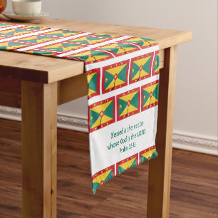 GRENADA Flag Map Customized Scripture Short Table Runner