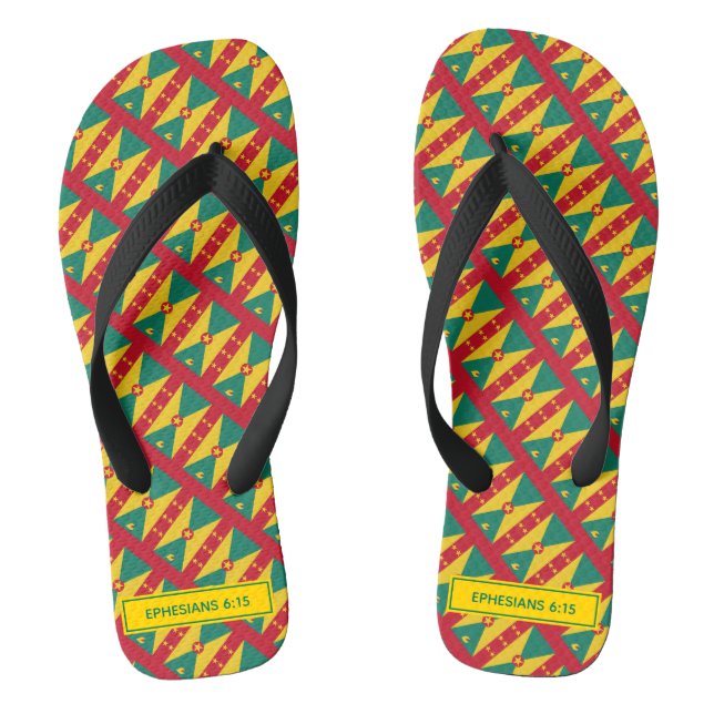 GRENADA FLAG Patriotic Custom Scripture Carnival Flip Flops (Footbed)