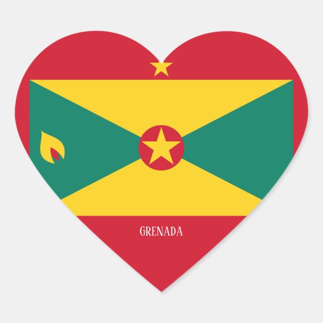 Grenada Flag Splendid Patriotic Heart Sticker (Front)