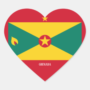 Grenada Flag Splendid Patriotic Heart Sticker