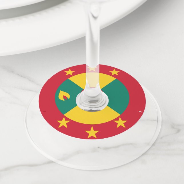 Grenada flag wine glass tag (Close Up)