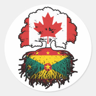 Grenada Grenadian Canadian Canada Tree Roots Flag Classic Round Sticker