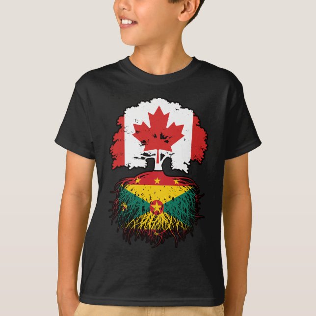 Grenada Grenadian Canadian Canada Tree Roots Flag T-Shirt (Front)