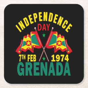 Grenada Independence Day Square Paper Coaster