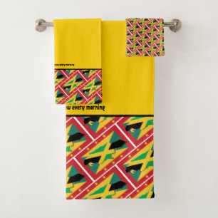 GRENADA JAMAICA FLAG Customized Scripture YELLOW Bath Towel Set