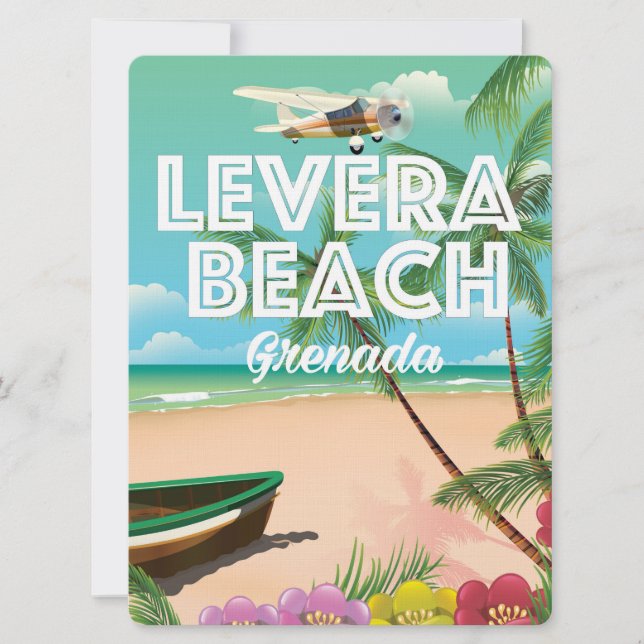 Grenada levera beach Travel Poster Invitation (Front)