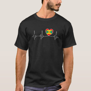 Grenada Love Heartbeat Grenadian Flag With Heart G T-Shirt