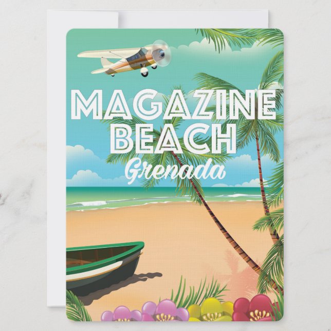 Grenada Magazine Beach Travel Poster Invitation (Front)