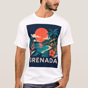 Grenada Modern Geometric Caribbean Travel T-Shirt