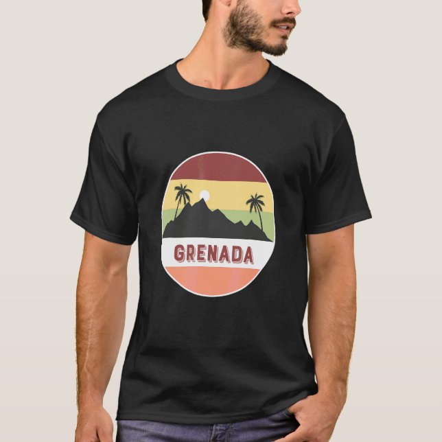 Grenada Mountain And Palms T-Shirt (Front)