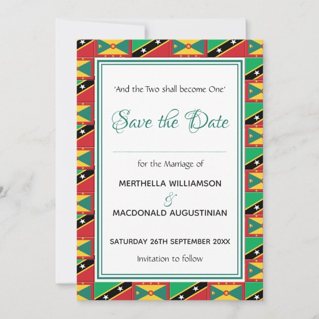 GRENADA ST KITTS Dual Patriotic Custom Scripture Save The Date (Front)