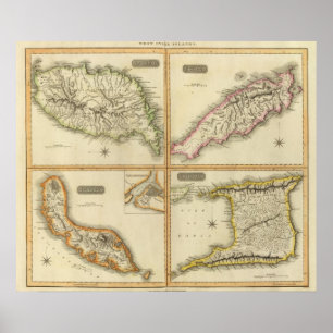 Grenada, Tobago, Trinidad, Curacao Poster