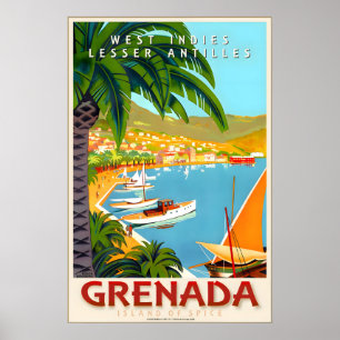 Grenade Antilles Caraïbes Affiche de voyage Roger