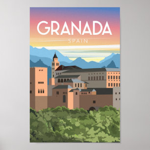 Grenade Espagne vintage trevel poster