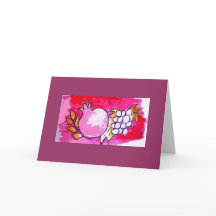 Grenade et carte de salutation/note de raisin