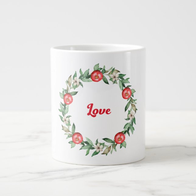 Grenade florale rose Jumbo Love Mug (Devant)