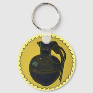 Grenade in Green on Yellow Keychain
