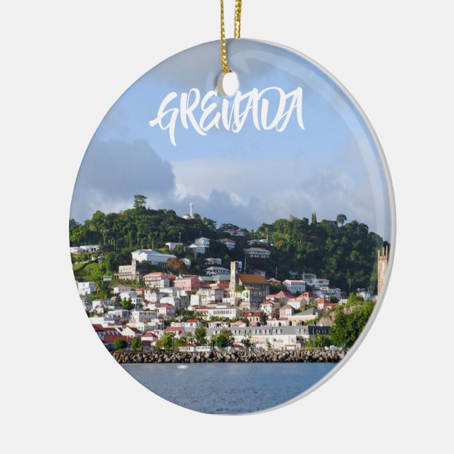 Grenade Vacances Panoramique Noël Ornement (Gauche)