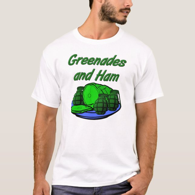 Grenades and Ham Funny T-shirt (Front)