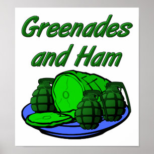 Grenades et jambon affiche drôle