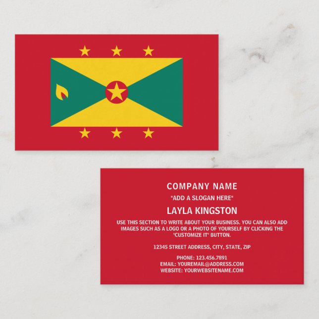 Grenadian Flag, Flag of Grenada Business Card (Front/Back)