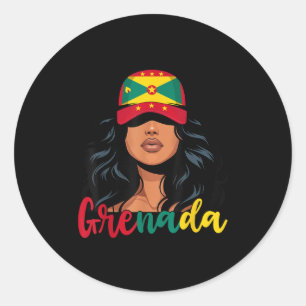 Grenadian Girl Grenada Flag Proud Grenadian Women Classic Round Sticker