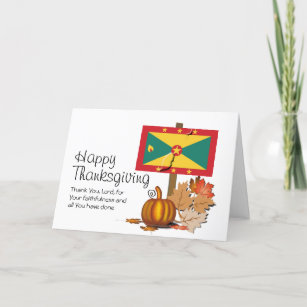 GRENADIAN THANKSGIVING with   Flag of Grenada Holiday Card