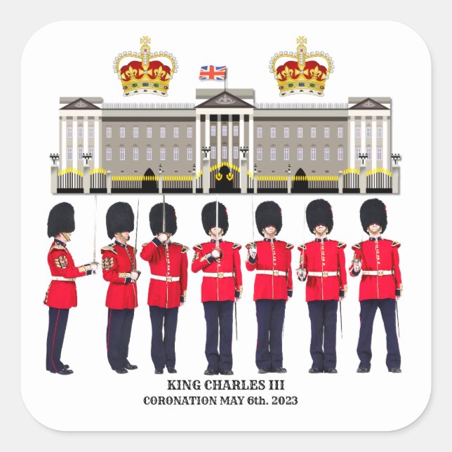 Grenadier Guards on Parade Coronation Square Sticker (Front)