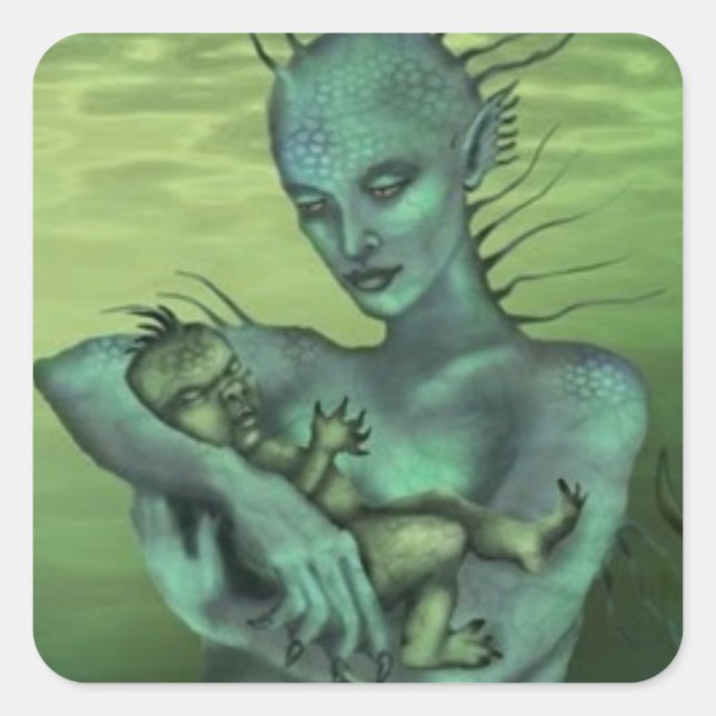Grendel's Mother holding Grendel as a baby Square Sticker (Front)