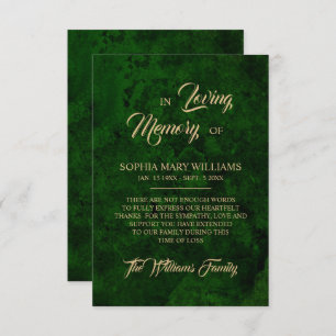 Grenery & Gold Sympathy Memory Thank You Card