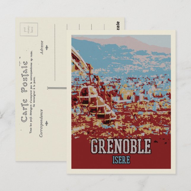 Grenoble panoramic view illustration France Postcard (Front/Back)