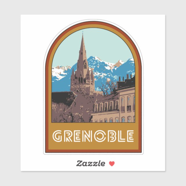 Grenoble ville France est mon fière ville Sticker (Feuille)