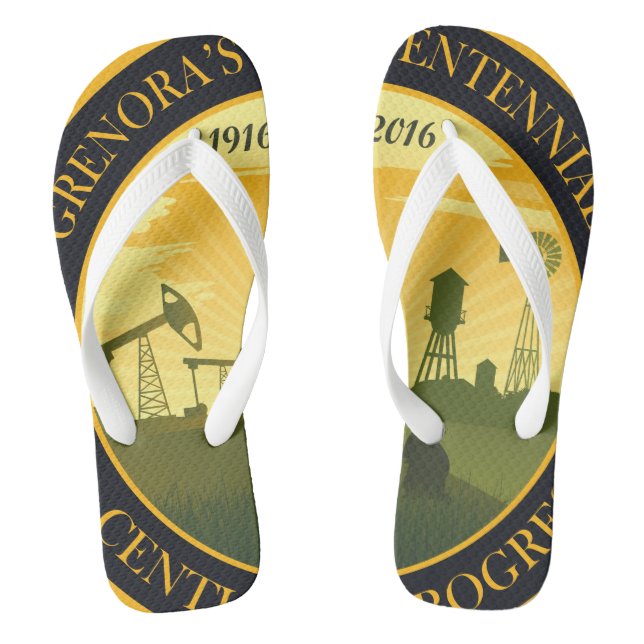 Grenora Centennial Official logo Flip Flops (Footbed)