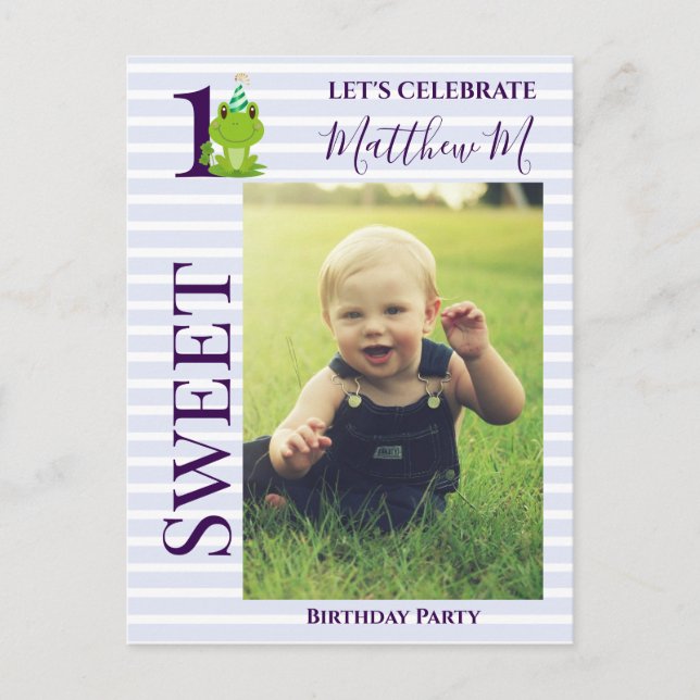 Grenouille 1er anniversaire invitation (Devant)