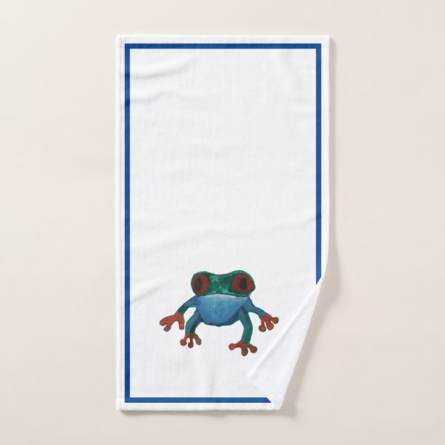 Grenouille Amazonienne Bleue Vert (Serviette à main)