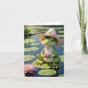 Grenouille assise sur une carte à billets à carter