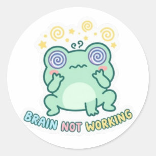 Grenouille Autocollant Cute Confus Cerveau Ne Fonc
