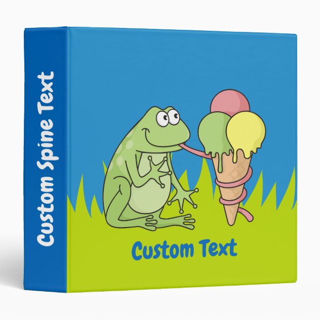 Grenouille avec Icecream 3 Classeur à anneaux (Devant/Côté)