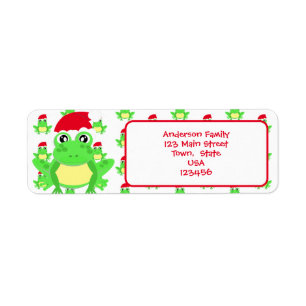 Grenouille blanche de Noël Santa Hat Motif mignonn